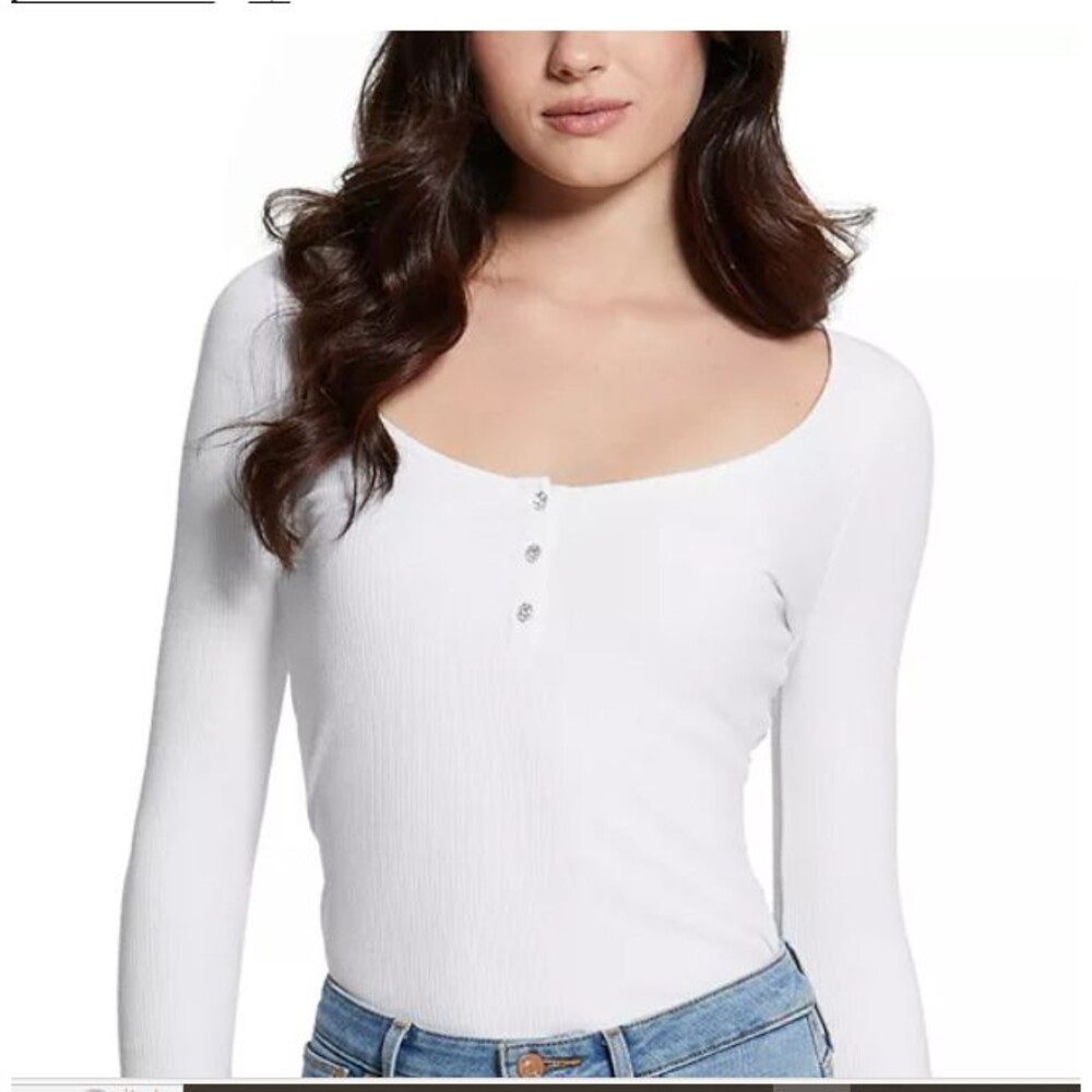 Guess Women White TOP XL Karlee Henley NEW WITH TAGS